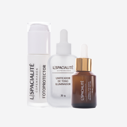 Pack Armonía: Fotoprotector + Serum ProAge + Unificador de Tono Iluminador