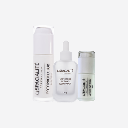 Pack Armonía: Fotoprotector + Serum ProAge + Unificador de Tono Iluminador